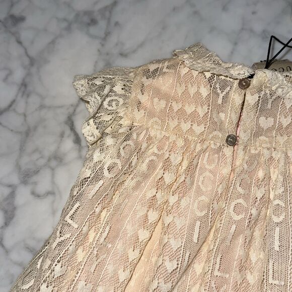 NWT GUCCI ROMANTIQUE LACE GUCCILY ALMOND FLOWER DRESS 3/6M - Picture 9 of 13